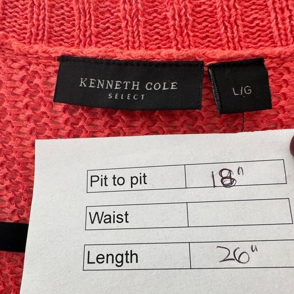 Kenneth Cole Linen Cotton Blend Cardigan Coral - Picture 10 of 10